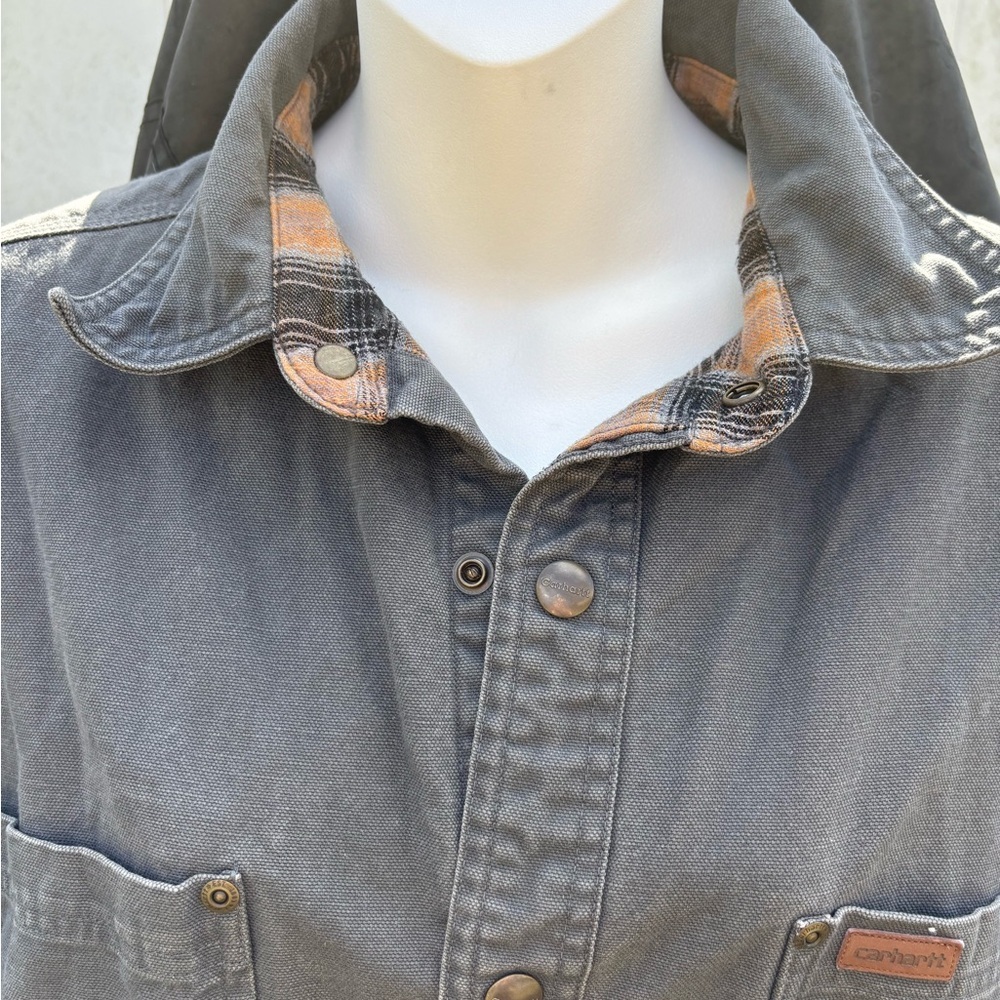 Vintage Carhartt flannel lined shirt jacket sz M - Picture 3 of 8